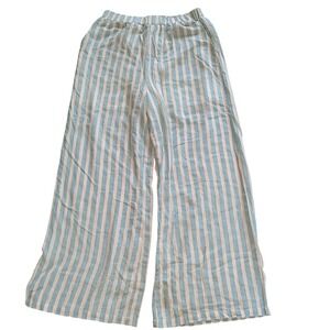 Cider Blue White‎ Striped Wide Leg Pants Elastic Waist Lined NWT Large